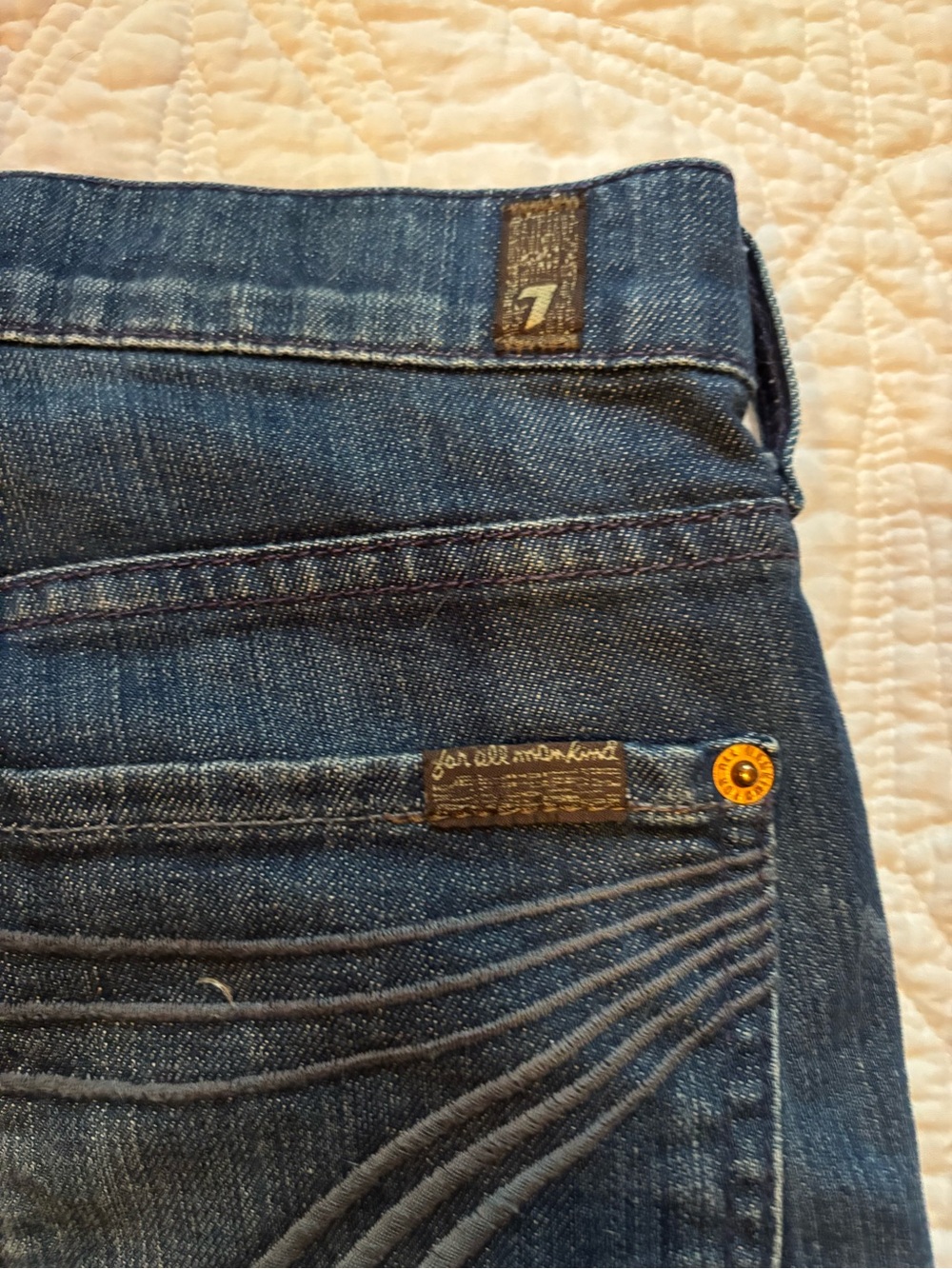 7 For All Mankind dark wash Bermuda denim
